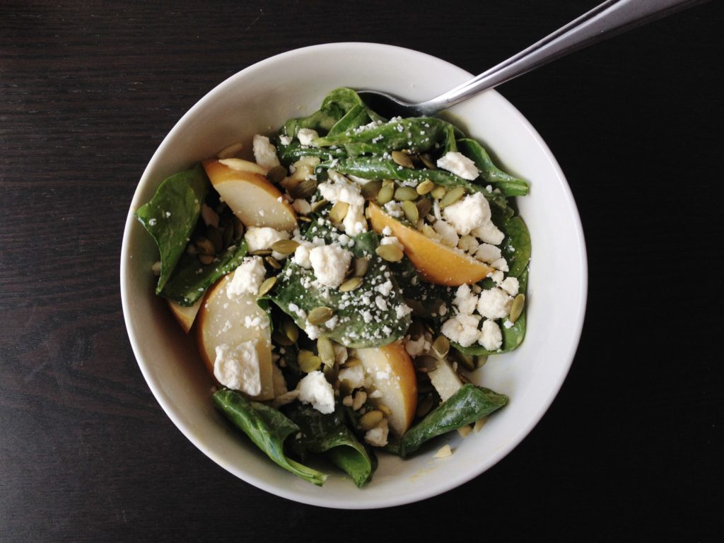 Asian Pear & Spinach Salad with Creamy Cider Dressing