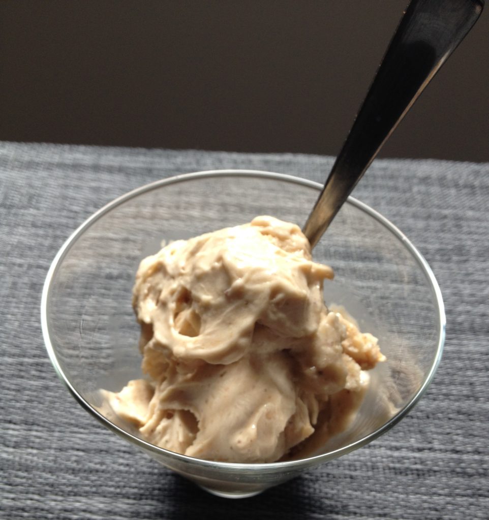 Healthified ice-cream with toffee sauce