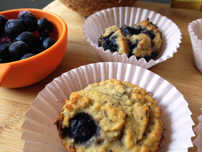 healthy blueberry coconut muffins by honestly fitness