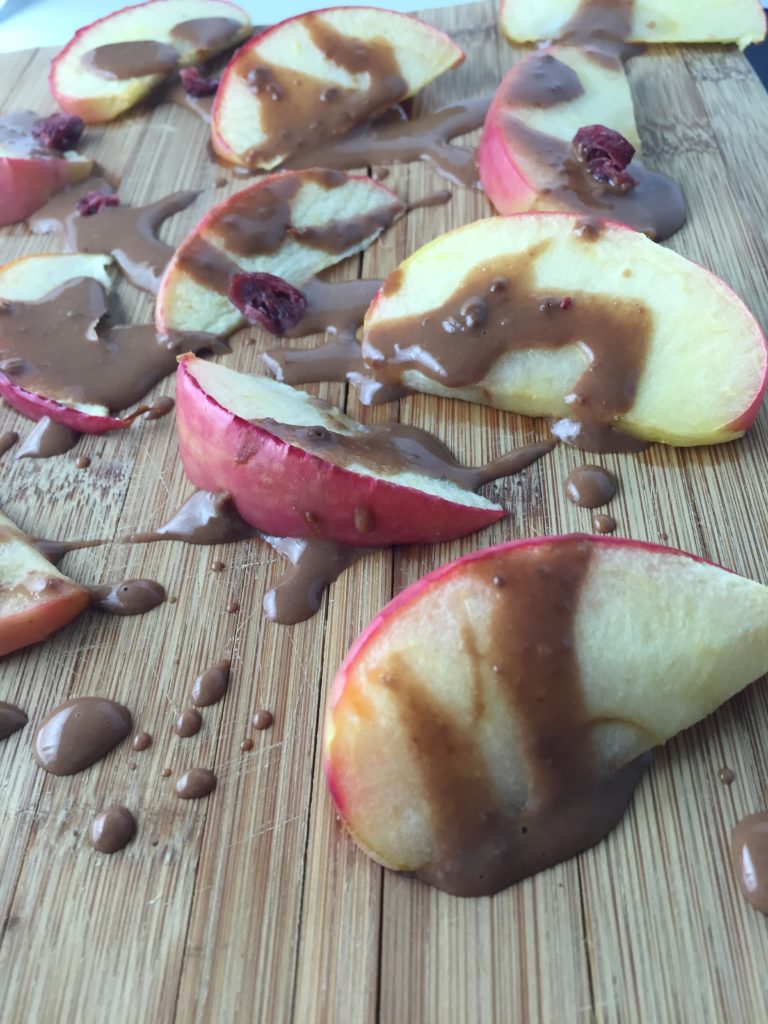 Baked Apple with Healthy Peanut Butter Chocolate Sauce